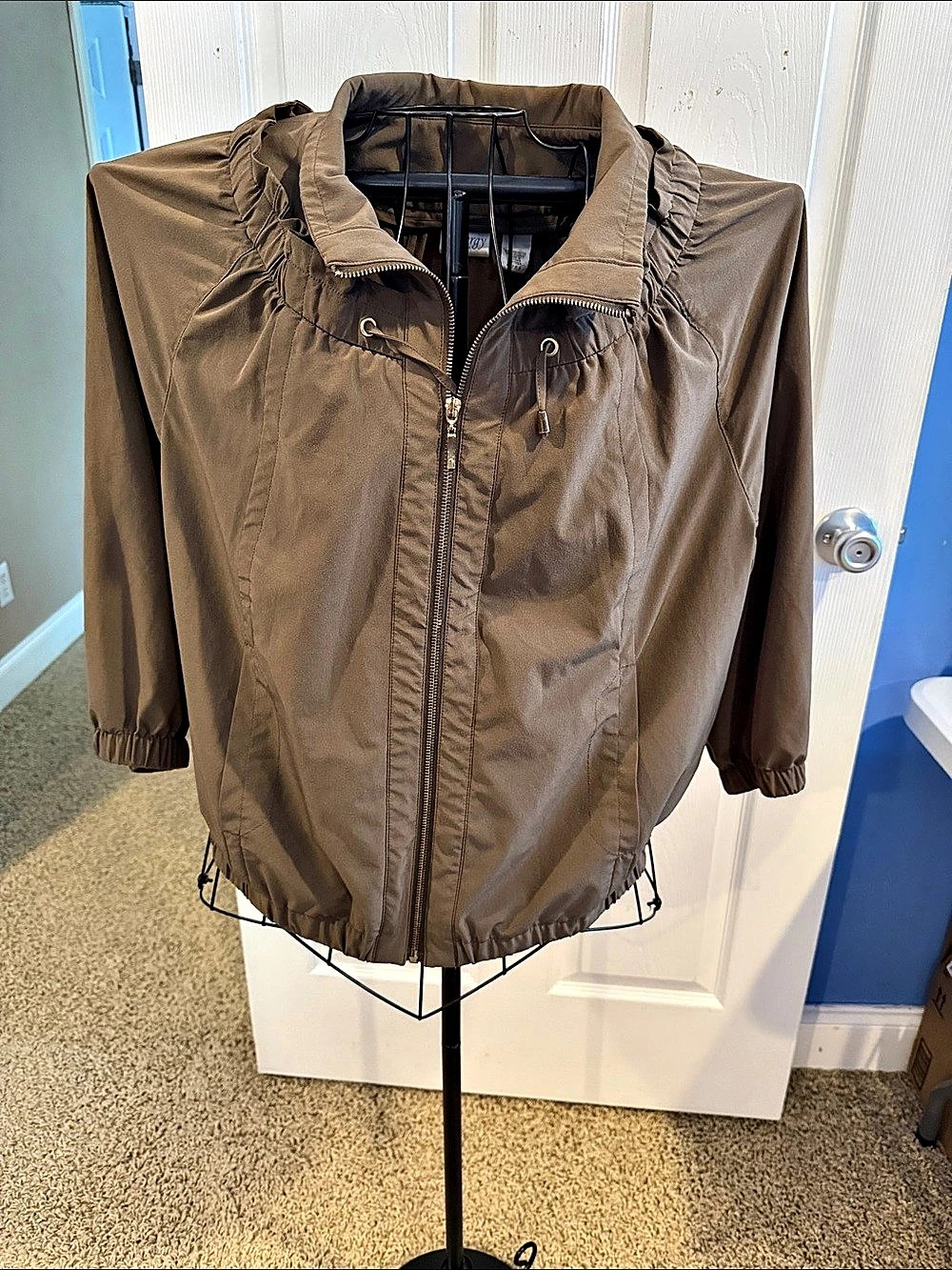 Zenergy by Chicos Women's Brown Utility Jacket 3/4 Sleeve Size 3